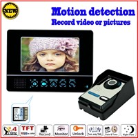 Luxury HD touch key 2.4GHz ,7&amp;quot;TFT-LCD wireless motion detection video door phone