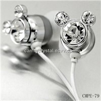 Swarovski Crystal(Clear)Mickey Mouse Earphones-Earbuds