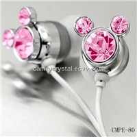 Swarovski Crystal(Pink)Mickey Mouse Earphones-Earbuds