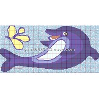 dolphin glass Mosaic for swimming pool or batroom decoration