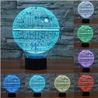 Star Wars Death star 3D LED Night Light Touch Switch Table Lamp USB 7 Color Room Decor Colorful LED Lighting for Gift IY803327