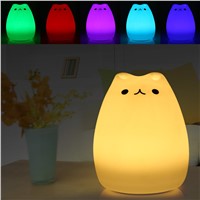 Premium Cat Color Light Changing Silicone Cat Night Lights Bedside Lamp 2 Modes Children Cute Night Lamp Christmas Bedroom Light