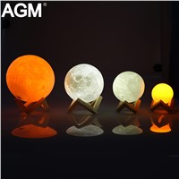 AGM LED Night Light Moon Lamp 3D Print Moonlight Luna Touch 2 Colors Changeable Touch Sensor Nightlight For Baby Gift Home Decor