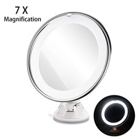 2017 NEW 7X Magnifying Round LED Illuminated Bathroom Make Up Cosmetic Shaving Mirror