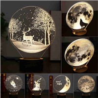 Inside Carving 3D LED Night Lights USB Button Switch Christmas lights Atmosphere Desk Lamps Earth Astronaut Moon Light