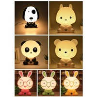Night Lovely Sleeping Lamp Baby Room Panda/Rabbit/Dog/Bear Cartoon Light Kids Bed Lamp for Gifts EU/US Plug  ALI88