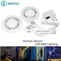 DC12V Sensor Night Light Flexible LED Strip IP65 Motion Activated Bed Light Lamp Automatic Off Time for Bedroom Bathroom Cabinet