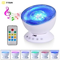 T-SUN Remote Control Ocean Wave Projector Aurora Night Light Projector with Build-in Speaker Mood Light for Baby Nursery Adults