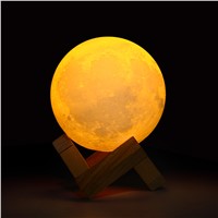 Holigoo USB Rechargeable 3D Print Moon Lamp Touch Switch Bedroom Bookcase Night Light 2 Color Change Home Decor Creative Gift