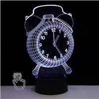 3D LED Hologram Illusion Night Light Changing Bedroom Lamp Alarm Clock Shape Light Touch Switch Home Table Desk Lamp