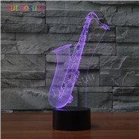 LED Night Light Saxophone USB 3D Lamp 7 Colors Sensor 3D Bedroom Lights Atmosphere Decoration Gift