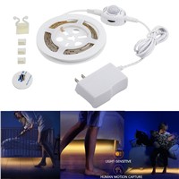 12V 1.2M Flexible LED Strip Sensor Night Light Motion Activated Bed Light with Automatic Shut Off Timer Warm white Cabinet Light