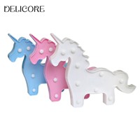 DELICORE Cute 3D Unicorn Night Light Baby Plastic LED Lamp Kids Room Bedroom Bedside Lamp Party Wedding Home Decoration S017
