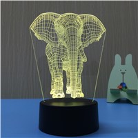 Small cute elephant 3 d night light colorful LED stereo and light Birthday gift small desk lamp
