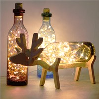 Solid Wooden Elk Deer LED Night Lights Creative Wishing Bottle USB 3D Lamps Fireworks Kids Sleeping Lights Home Decoration