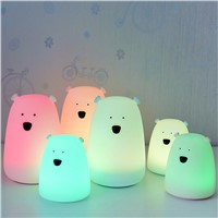 Colorful Bear Silicone LED Night Light Chargeable Battery Touch Sensor light 2 Modes Children Baby Kids Night Lamp Bedroom Light