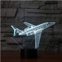 private JET 3D light LED 7 Color change 3D Night Light sitting Room Baby Bedroom Table Lamp Touch Air Plane USB Desk lamp