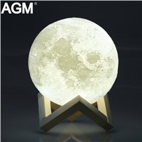 AGM LED Night Light 3D Print Moon Lamp Luna Magic Touch Full Moonlight Portable 2 Colors Change Baby Gift Lights For Home Decor