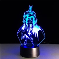 Novelty Marvel Superhero Batman 3D Illusion Night Light Visual LED Table Lamp Bedroom Decor Lighting Birthday Gift