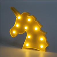 DELICORE Cute Unicorn Head Led Night Light Animal Marquee Lamps On Wall For Children Party Bedroom Decor Kids Gifts S027