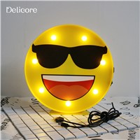 DELICORE 2017 Novelty Sunglasses Face Night Light Cool emoji Childrens Bedroom Nursery Mini Night Lamp For Room Wall Decor S179
