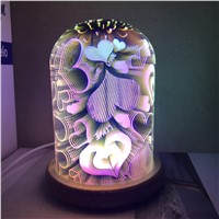 3D glass lampshade magic Nightlight creative USB line LED Home Furnishing atmosphere gift lamp bedroom bedside lamp