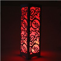 New Arrival Color Changeable Remote Control LED Hollow Carved Table Lamp Night Light Wood Plastic Desk Lamp Home Decoration