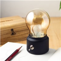 Creative USB Mini Retro Bulb LED Lamp,Retro Metal Lever Switch Bulb Atmosphere Lamp Rechargeable Vintage Art Desk USB NightLight