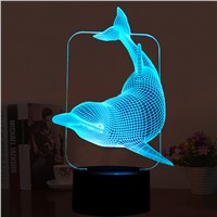 Lovely Naughty 3D Dolphin Design LED Table Lamp with USB Cable NightLights as Children &amp;amp;amp; Kids Gifts