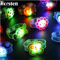 1pcs Cartoon LED Night Light Party Xmas Decoration Colorful LED Watch Toy Boys Girls Flash Wrist Band Glow Luminous Bracelets