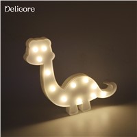 DELICORE 3D Marquee Dinosaur Night Lamp with 12 LED Battery operated White Letter light For Christmas Decoration Kid&#39;s Gift S125
