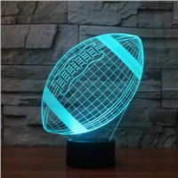 American Football Acrylic 3D Night Light Line Model LED 7 Colors Changing  Bedroom Bedside Night light Baby For Kid&amp;amp;#39;s Gift