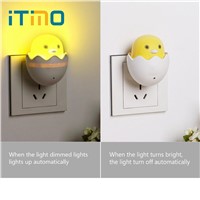 Yellow Duck US EU Plug Light Control Sensor Gift for Children Cute LED Night Light Wall Socket Lamps Bedroom Lamp AC 110-220V