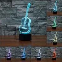 Creative 3D Visual Ukulele guitar Model Illusion Lamp LED 7 Color changing Novelty Bedroom Night Light Music Home decor IY803358