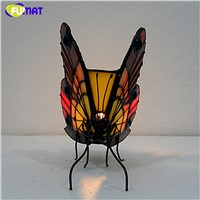 FUMAT 3D Butterfly Desk Lamp Creative Art Decor Stained Glass Indoor Lighting Candle Holder Atmosphere Living Room  Bar Lights