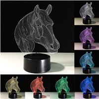 USB Novelty Gifts 7 Colors Changing Animal  Horse Led Night Lights 3D LED Desk Table Lamp as Home Decoration