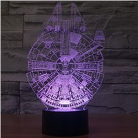 Millennium Falcon Light Star Wars 3D Star Trek Decor Bulbing Lamp Gadget LED Lighting Home Nightlight for Child Gift  IY803312
