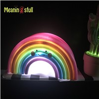 Novelty Smile Face Rainbow Led Night Lights Battery Night Lamps For Baby Room Nursery Living Room Decor Kids Christmas Gifts
