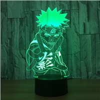 Naruto Anime 3D Night Light Creative Electric Illusion 3d Lamp LED 7 Color changing USB touch Desk Lamp For Kid&amp;amp;#39;s Gift