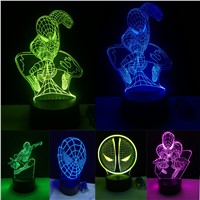 4 Different Superhero Man Figure Spiderman 3D Lamp 7 Color Led Gradient Night Light Kids Lampara Sleeping Creative Festival Gift
