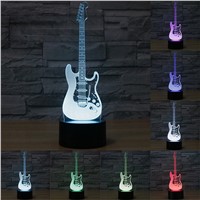 Creative 3D light electric guitar Model Illusion 3d Lamp LED 7 Color changing USB touch sensor desk light Night Light IY803726