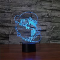 7 Color Changing Fish 3D led Lamp USB Charge 3D night light Desk lamp Touch Button Table Lamps Amazing Gifts for Kids