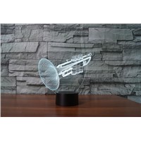 Musical Instruments Trumpet 3D Flash Night Light LED 7 Colors Changing Bedroom Bedside Desk lamp Baby For Kid&amp;amp;#39;s Gift