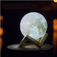 Night light Creative 3D Print Moon Lamp Lunar USB 2 Color Rechangeable  table lamp Relaxing Healing Moon indoor Night Light