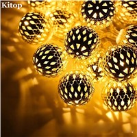 Kitop 25mm Moroccan Ball String Lights Warm White 4M 20LED Fairy Lantern Christmas tree home garden decoration light 220V 110V