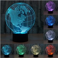 Novelty 7 Colors change Creative 3D World Map Acrylic Visual Light LED Lamp Decoration Lamps Bedroom Night Light Gifts IY803317