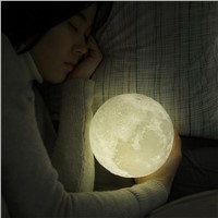 Lumiparty 3D Simulation Moon Night Light 3 LEDs USB Rechargeable Moonlight Desk Lamp Wood Base led light jk25
