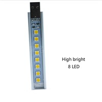 Portable Mini USB Power 8 LED 15Led Night Light Lamp 5V Warm/ white USB LED Strip Lamp Bar lights for Power Bank Computer Laptop