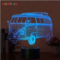 3D Camping Bus Lights 3D LED Colorful Acrylic Lamp as Home Decorations Lights
