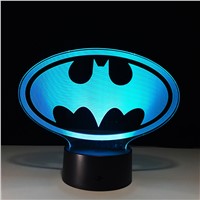 Batman Symbol 3D Led Light USB Creative 3D Lighting Lamp Visual Night Lights Batman Superhero Figure Toy